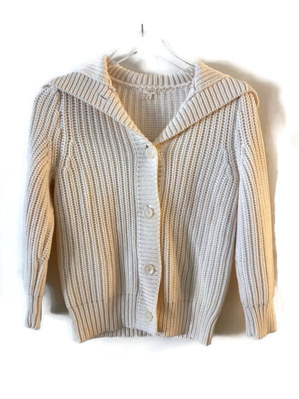 J.Crew 100%  Cotten cream knit cardigan size S